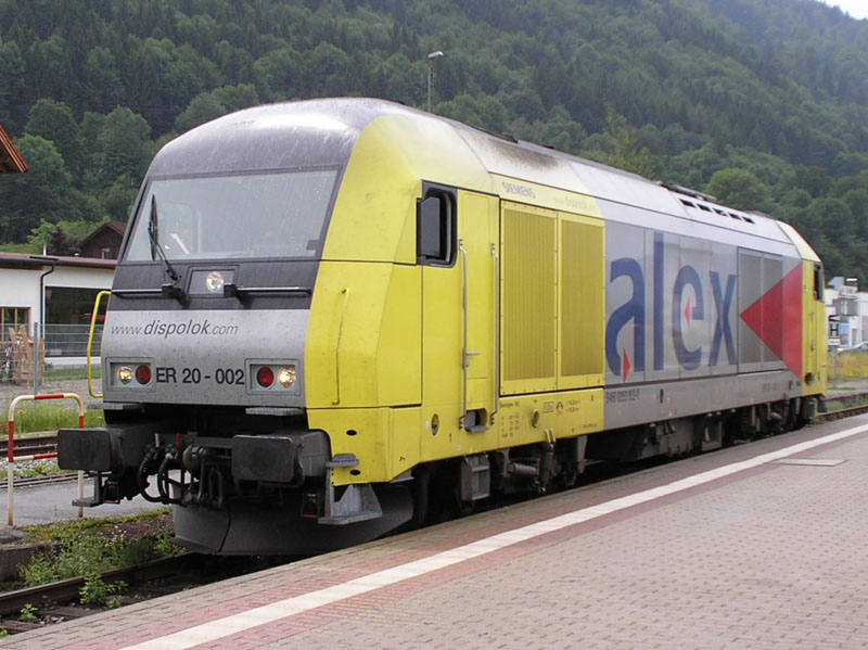 Dispolok ER-20 van de ALEX, de Allgäu Express in Immenstadt