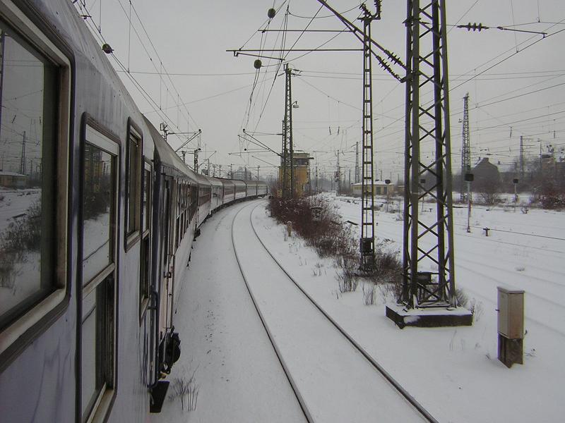 ergens in duitsland onze trein in de sneeuw